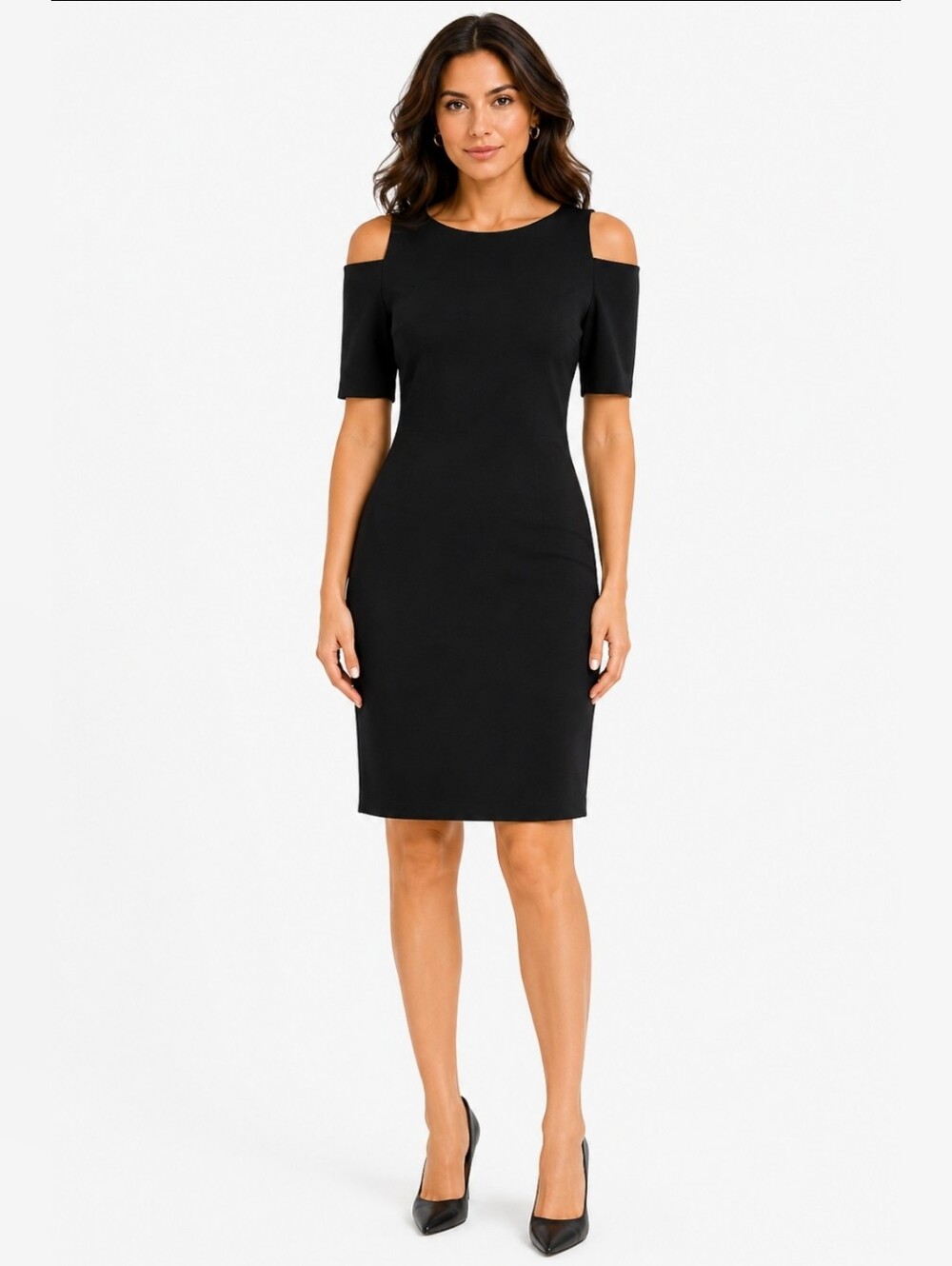 Michael Kors Black Cold Shoulder Dress Sheath Fitted Career Cocktail M